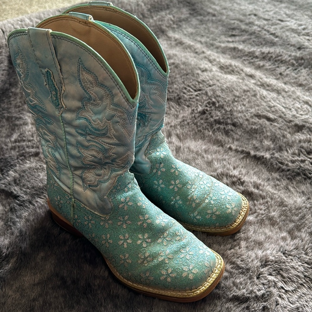 Roper size 1 teal glitter cowgirl boots